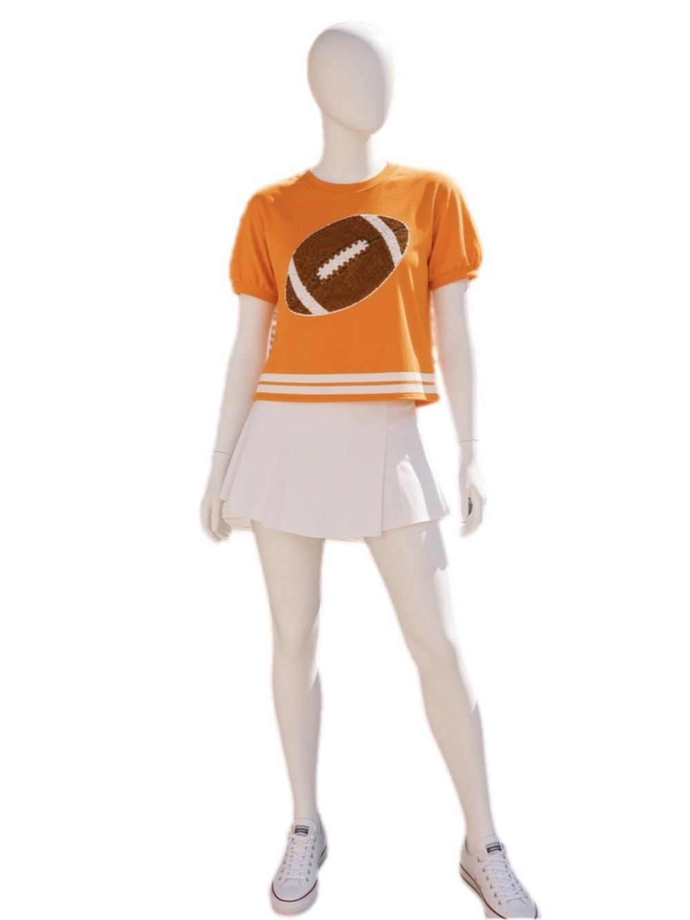 PEACH LOVE CALIFORNIA orange French Terry chenille football top M L
